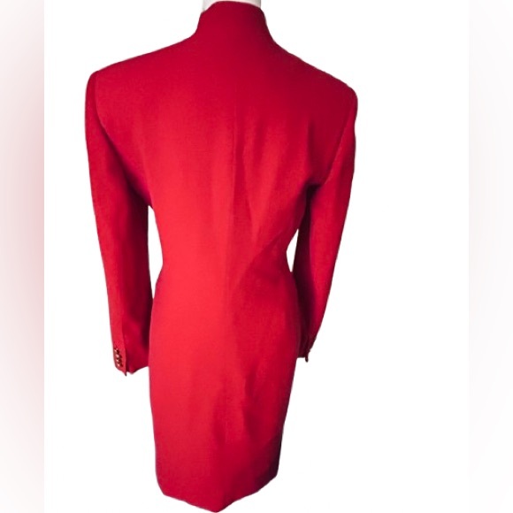 Vintage Ralph Lauren Red Jacket Wool Small Long Logo Gold Buttons Crest 80s 90s - Picture 7 of 16